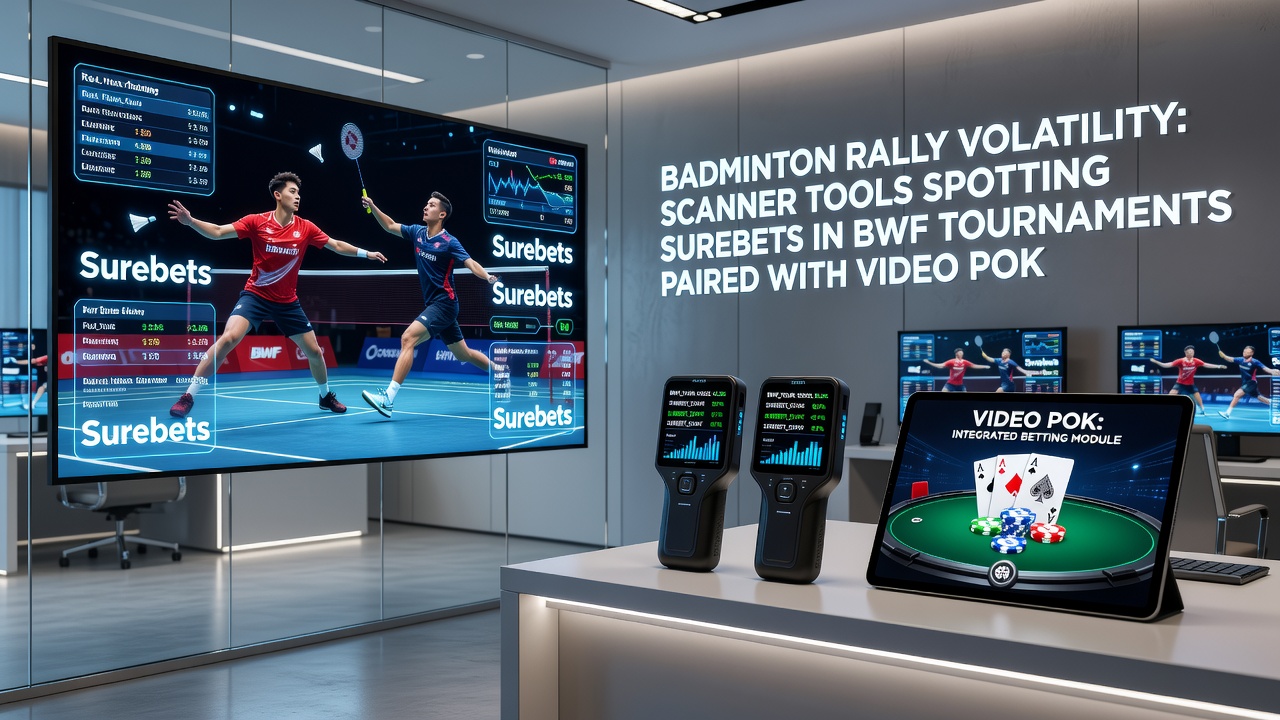 Split screen showing video poker interface next to BWF match odds scanner results