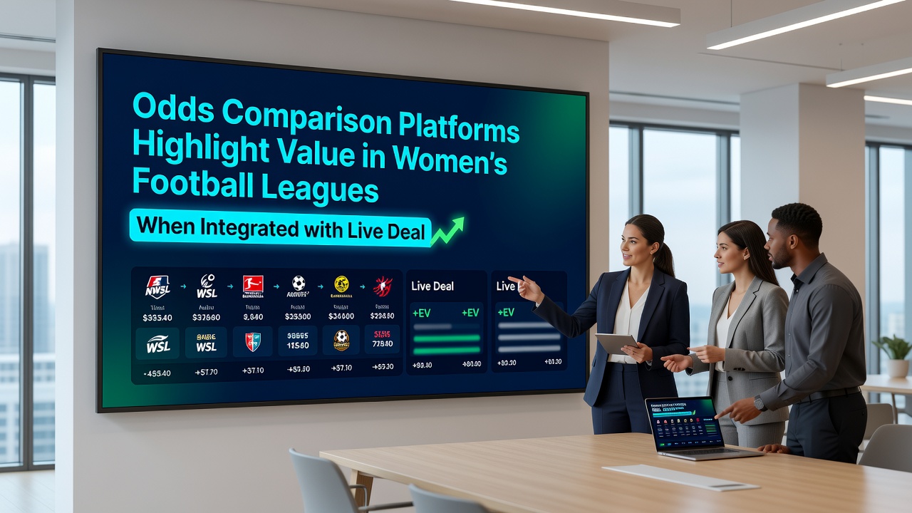 Live dealer baccarat table interface showing integrated odds feed from upcoming women's football matches