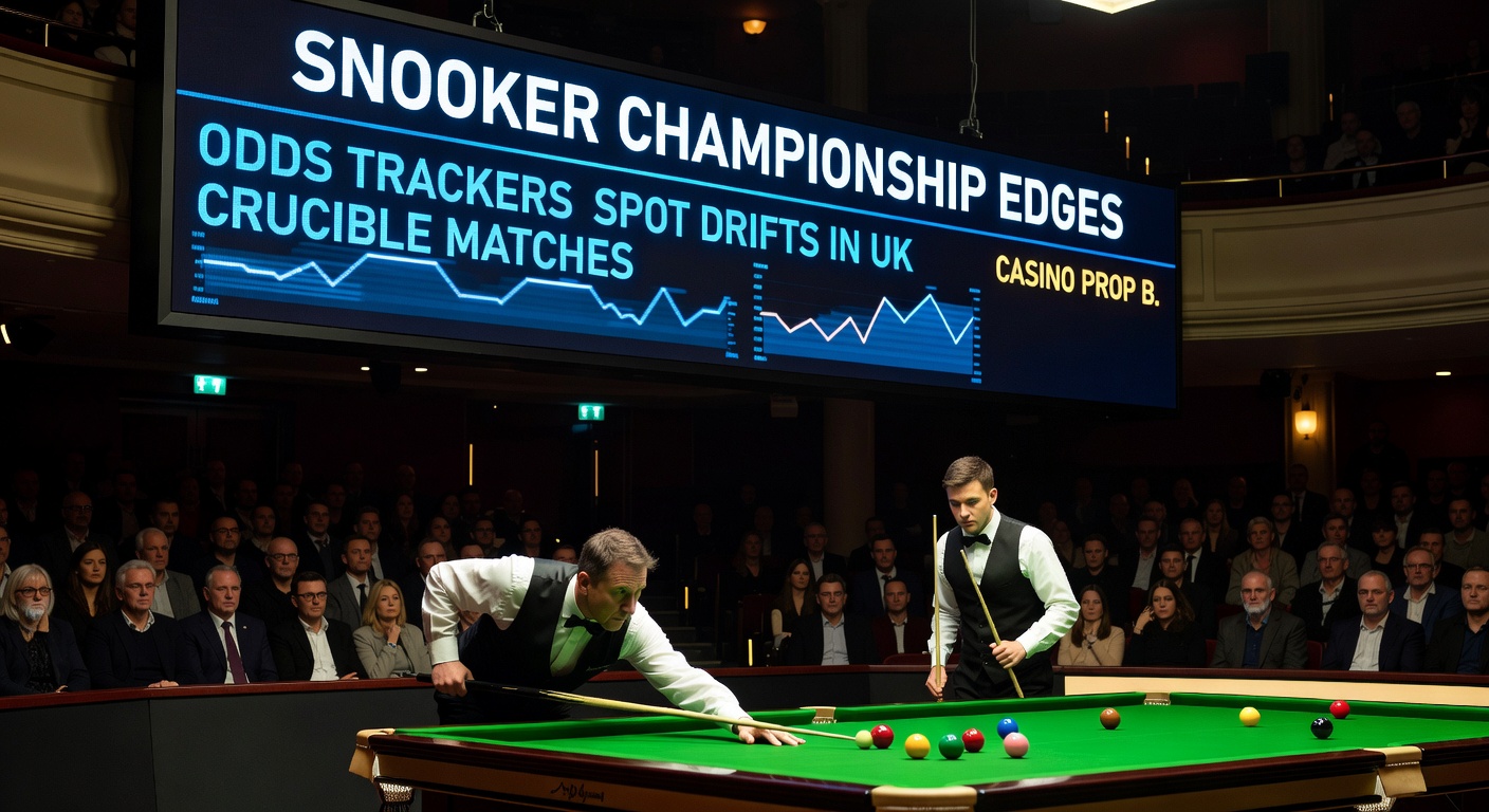 Close-up of snooker player potting a tricky red during a high-stakes Crucible match, cue ball perfectly positioned, crowd blurred in background