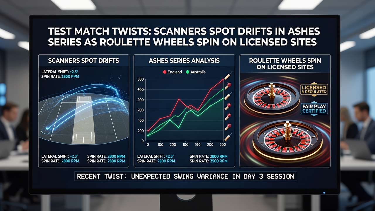 Roulette wheel spinning next to cricket statistics display on a licensed betting interface
