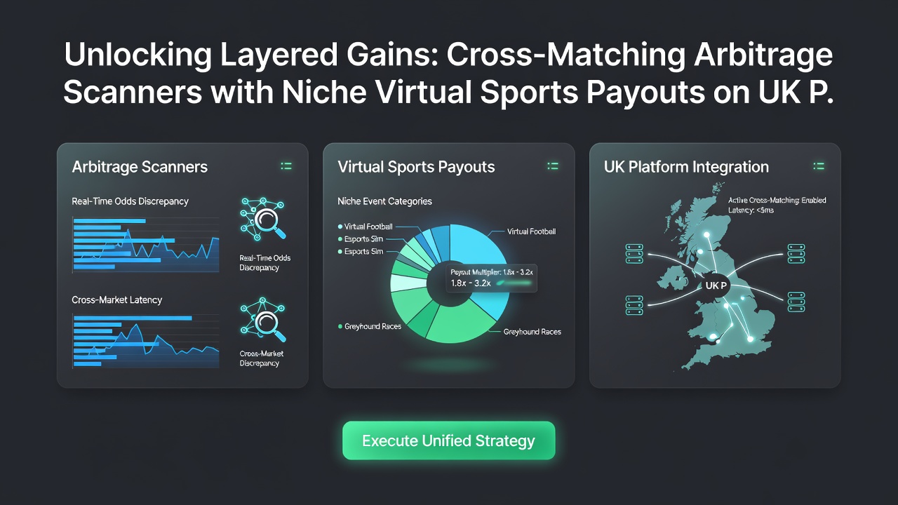 Split-screen view of virtual horse racing interface paired with arbitrage calculator results on UK operator sites