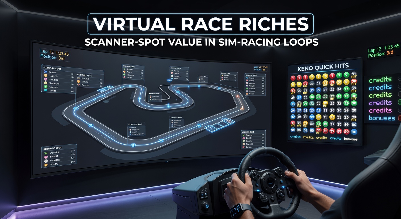 Vibrant Keno quick hit screen showing rapid draws alongside virtual racing odds, illustrating paired betting strategies