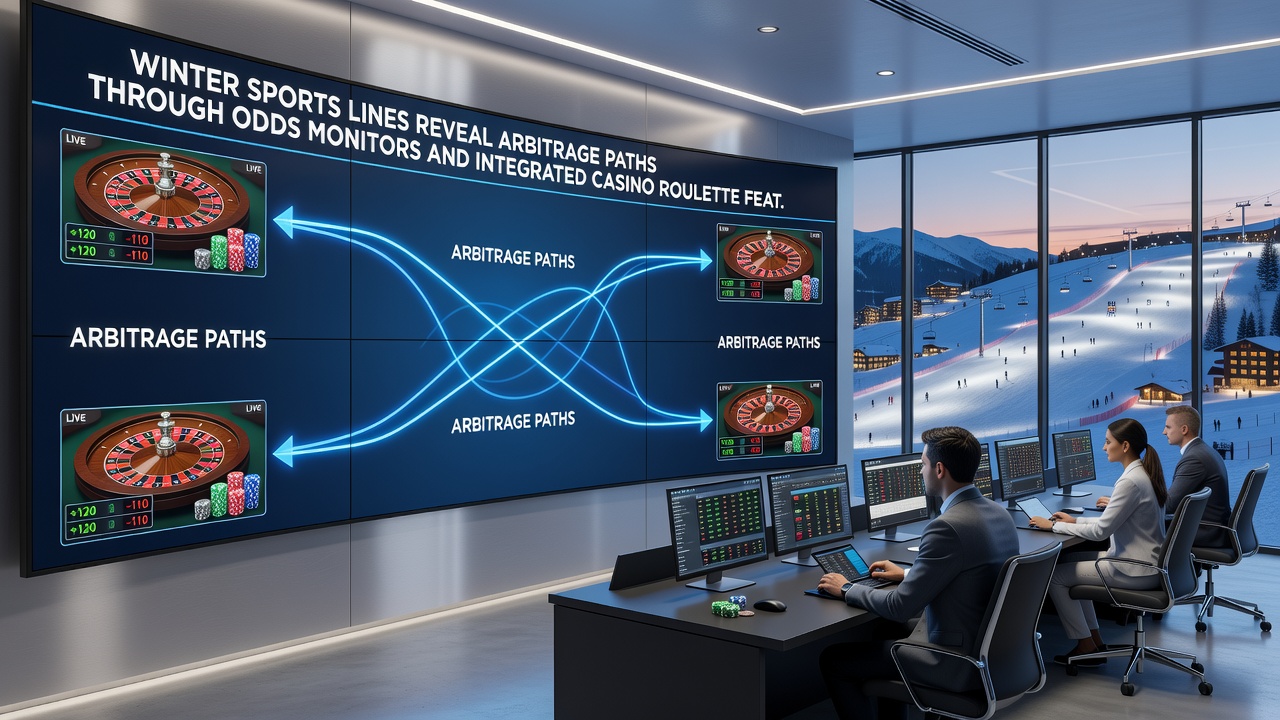 Integrated casino roulette table interface connected to winter sports betting dashboard